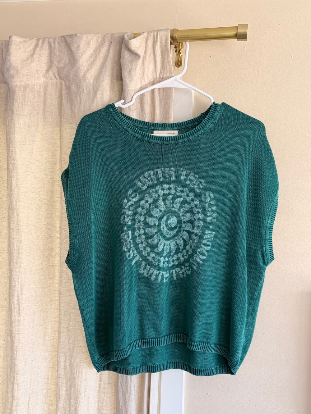 Pilcro Teal Graphic Sleeveless Knit Top